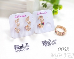 Colorful zircon heart shaped champagne gold hoop earrings
