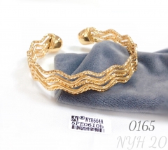 Multi-layer brushed gold-plated open bangle