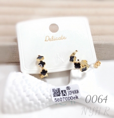 Wholesale vintage black four-leaf clover earrings