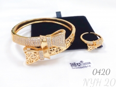Bow model classic exquisite gold/silver bangle ring set
