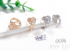 Flower and heart shaped zircon gold silver hoop earrings