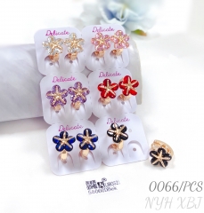 Colorful Zircon Flower Champagne Gold Earrings