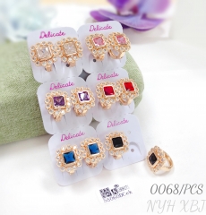 Six-color square zircon gold plated hoop earrings