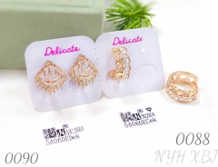 Irregular square gold-plated zircon earrings