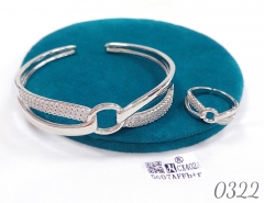 Silver-plated cubic zirconia classic bracelet with ring