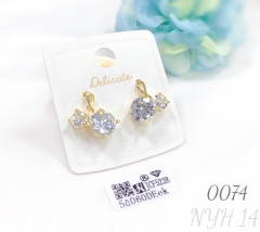 14K Cherry Blossom Large Zircon Gold-Plated Earrings