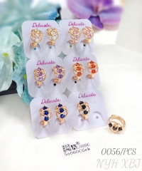 Six-color zircon champagne gold women's earrings