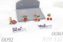 Cute Fruit Minimalist Jewelry Strawberry and Cherry Stud Earrings