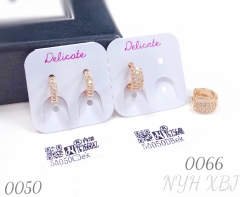 Trendy minimalist zircon champagne gold earrings