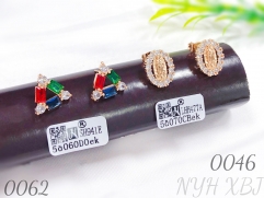 Champagne gold zircon earrings with triangular geometric pattern