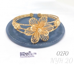 Openwork floral gold-plated open bangle