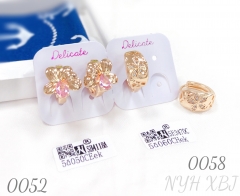 Pink zircon flower gold plated hoop earrings