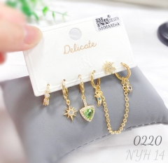 Zircon hoop earrings and studs set (6 pieces)