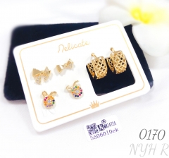 Fashionable Colorful Zircon Butterfly Gold-Plated Earring Set