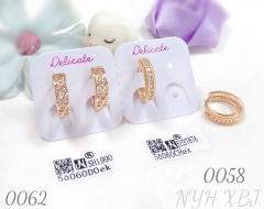 Trendy versatile champagne gold zircon hoop earrings