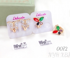 Clear colored zircon butterfly gold plated earrings