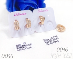 Heart-shaped zircon champagne gold earrings