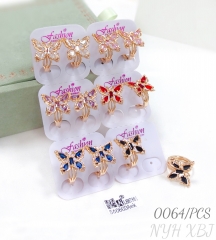 Various colors zircon butterfly shape gold-plated women's earrings