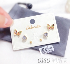 Colorful Zircon Butterfly Earring Set