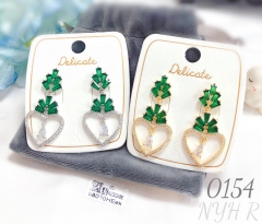 Elegant Green Zircon Gold and Silver Plated Pendant Earrings