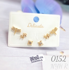 Cute animal-shaped gold-plated earring set