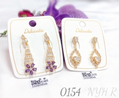 Elegant floral teardrop-shaped zircon drop earrings