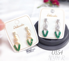 Elegant green zircon gold-plated and silver drop earrings