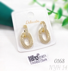 New stylish rectangular earrings with micro-pave cubic zirconia stones