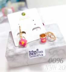 Cute heart-shaped cup pendant gold-plated earrings