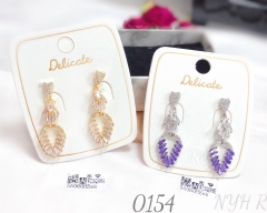Purple and white zircon elegant drop earrings for women