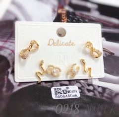 Cute snake-shaped gold-plated earring set
