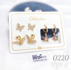 Cute animal-shaped star pendant earring set