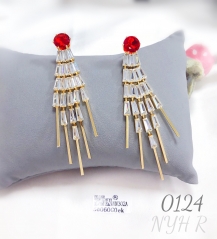 Zircon tassel drop earrings