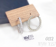 Wholesale silver-plated earrings inlaid with white zircon