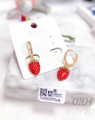 Red strawberry-shaped pendant earrings