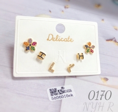 Colored Zircon Flower Gold-Plated Earring Set