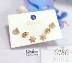 Cute Elephant Snowflake Shaped Gold-Plated Earring Set