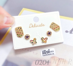 Colored Zircon Butterfly-Shaped Earring Set