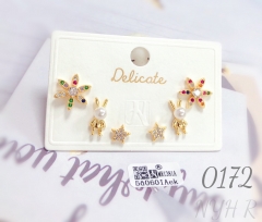 Colorful Zircon Flower Star Gold-Plated Earring Set
