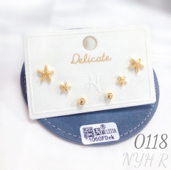 Starfish shaped gold plated earring set