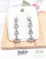 Full zircon stones elegant silver drop earrings