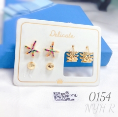 Colored Zircon Starfish Shaped Earrings for Women