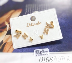 Zircon-plated gold swan earring set