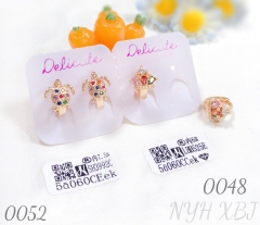 Colored Zircon Turtle Crown Gold-Plated Earrings