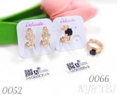 Elegant and classic black zircon champagne gold earrings