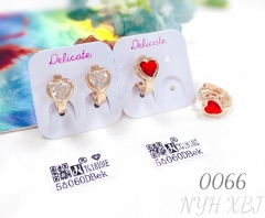 White red heart-shaped zircon champagne gold earrings