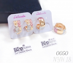 Double layered heart-shaped painted gold-plated earrings