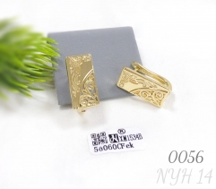 Chinese style irregular square 14k gold plated earrings