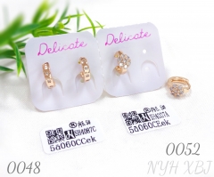 Floral Zircon Champagne Gold Women's Earrings