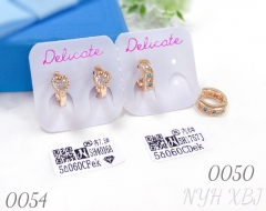 Heart-shaped zircon gold-plated champagne gold earrings